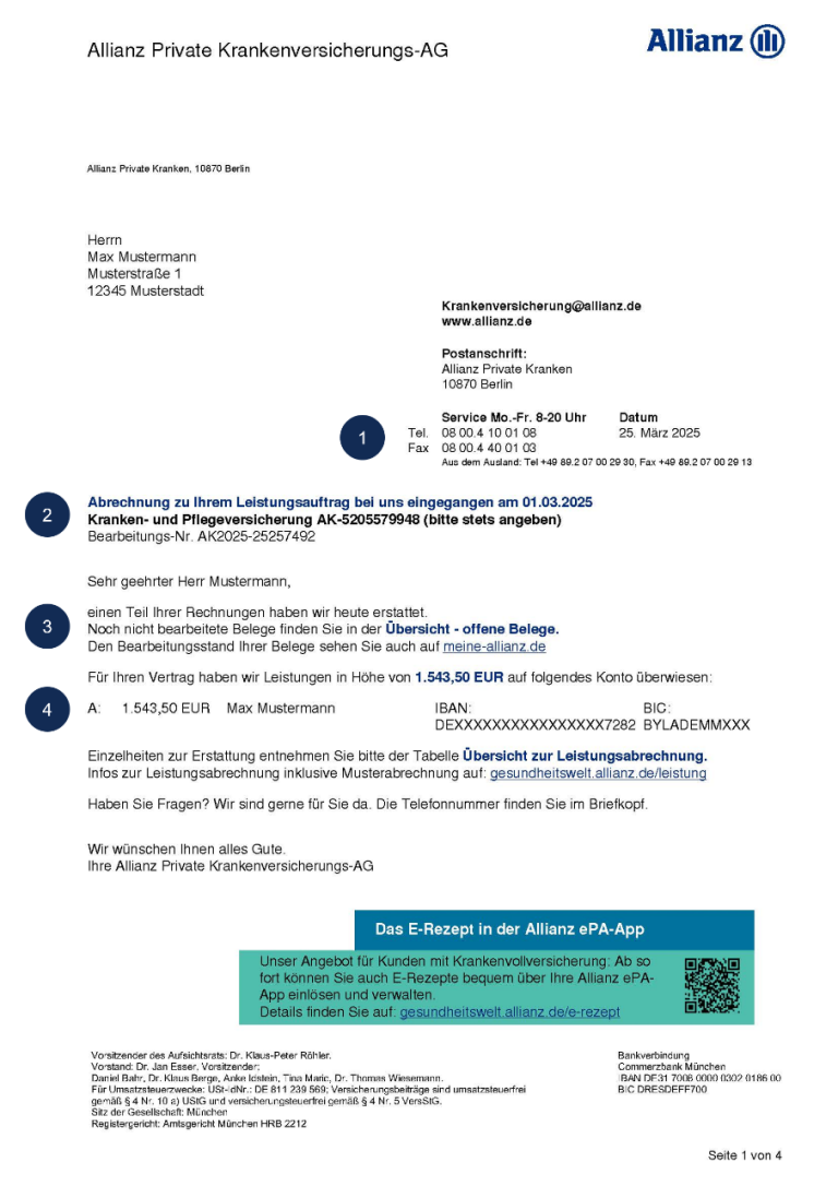 Debeka Leistungsantrag Formular Ausdrucken So lesen Sie die Leistungsabrechnung der Allianz | Allianz Gesundheitswelt