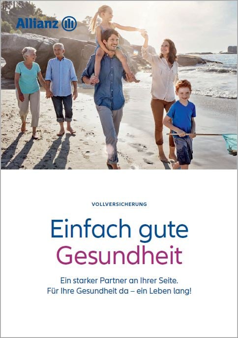 Allianz Gesundheitswelt - Gesundheitsservices: Deckblatt der Service Broschüre für die Private Krankenversicherung