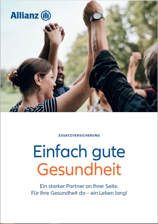 Allianz Gesundheitswelt - Gesundheitsservices: Deckblatt der Service Broschüre für die Private Krankenzusatzversicherung