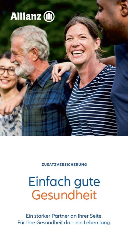 Allianz Gesundheitswelt - Gesundheitsservices: Deckblatt der Service Broschüre für die Private Krankenzusatzversicherung